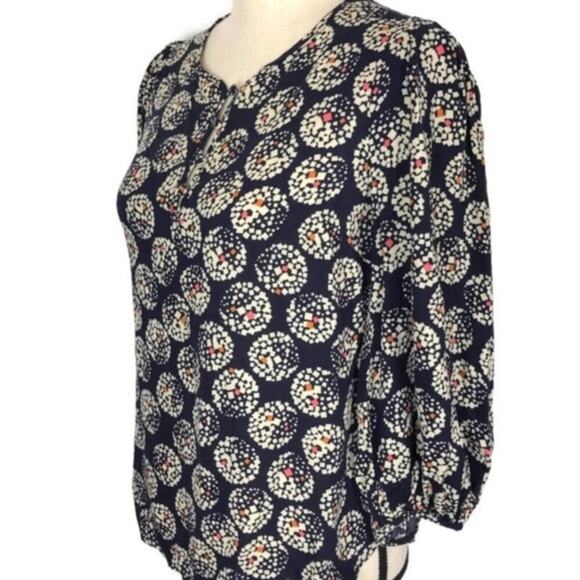 ANTHROPOLOGIE Maeve Blouse Navy Confetti Ball Button Down Top 24361206 Sz 0 - Picture 4 of 8